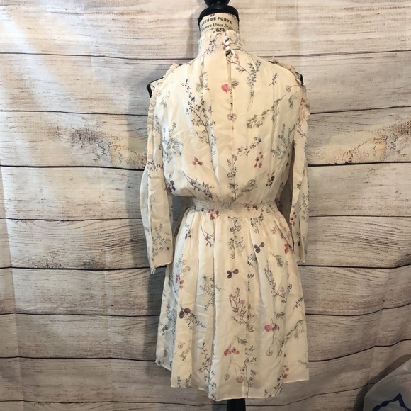 Rachel Zoe Meade Cold Shoulder Dress Silk Chiffon NWT Mini Ivory Size 2 - Picture 7 of 13